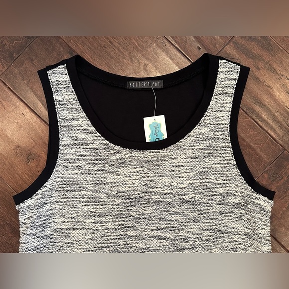 Potter’s Pot Asymmetrical Drop Waist Dress Size L Sleeveless Boucle Tweed - Picture 6 of 9